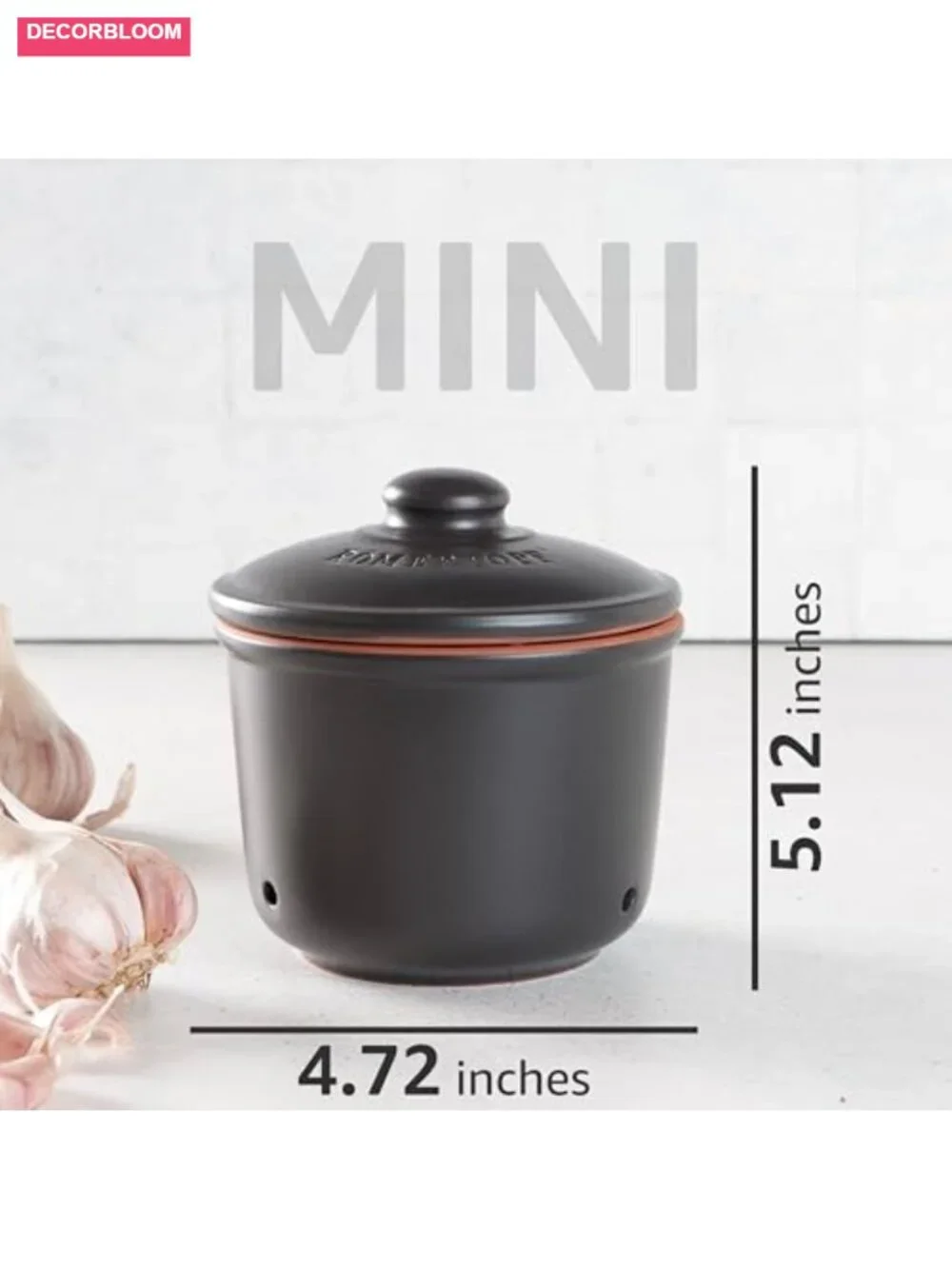 Ceramic Garlic Storage Pot with Ventilated Lid - Fresh Keeper
